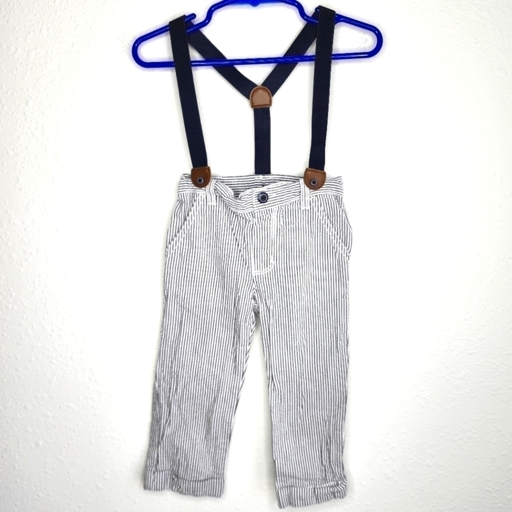 Gymboree Dress Pants Pinstripes Removable Suspenders Toddler Boy 18-24 Months